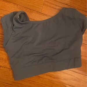 Balera dance top- Gray One-Shoulder Crop Top